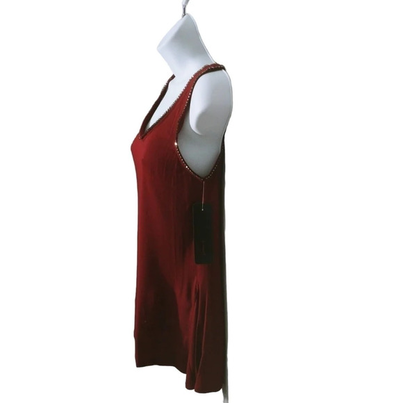 J - Jess A-Line Burgundy Tank Top with Decorative Rhinestones XS NWT - Picture 4 of 8